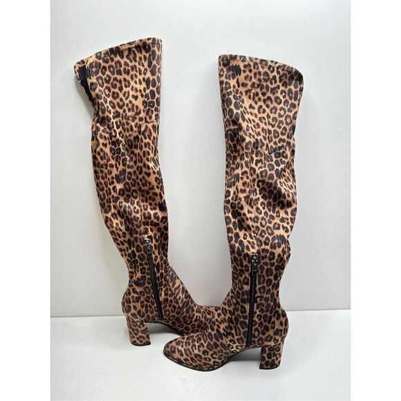 Marc Fisher Boots Women’s Size 6 Over The Knee Pointed Toe Leopard Print NEW - Picture 4 of 13